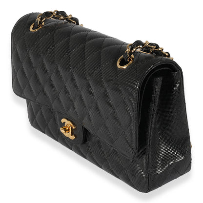 Chanel Black Quilted Perforated Lambskin Medium Classic Double Flap Bag