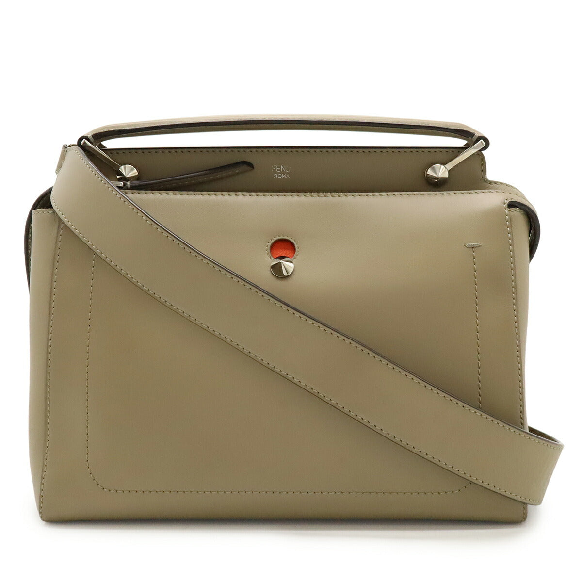 Fendi Dotcom Leather Red Handbag Leather