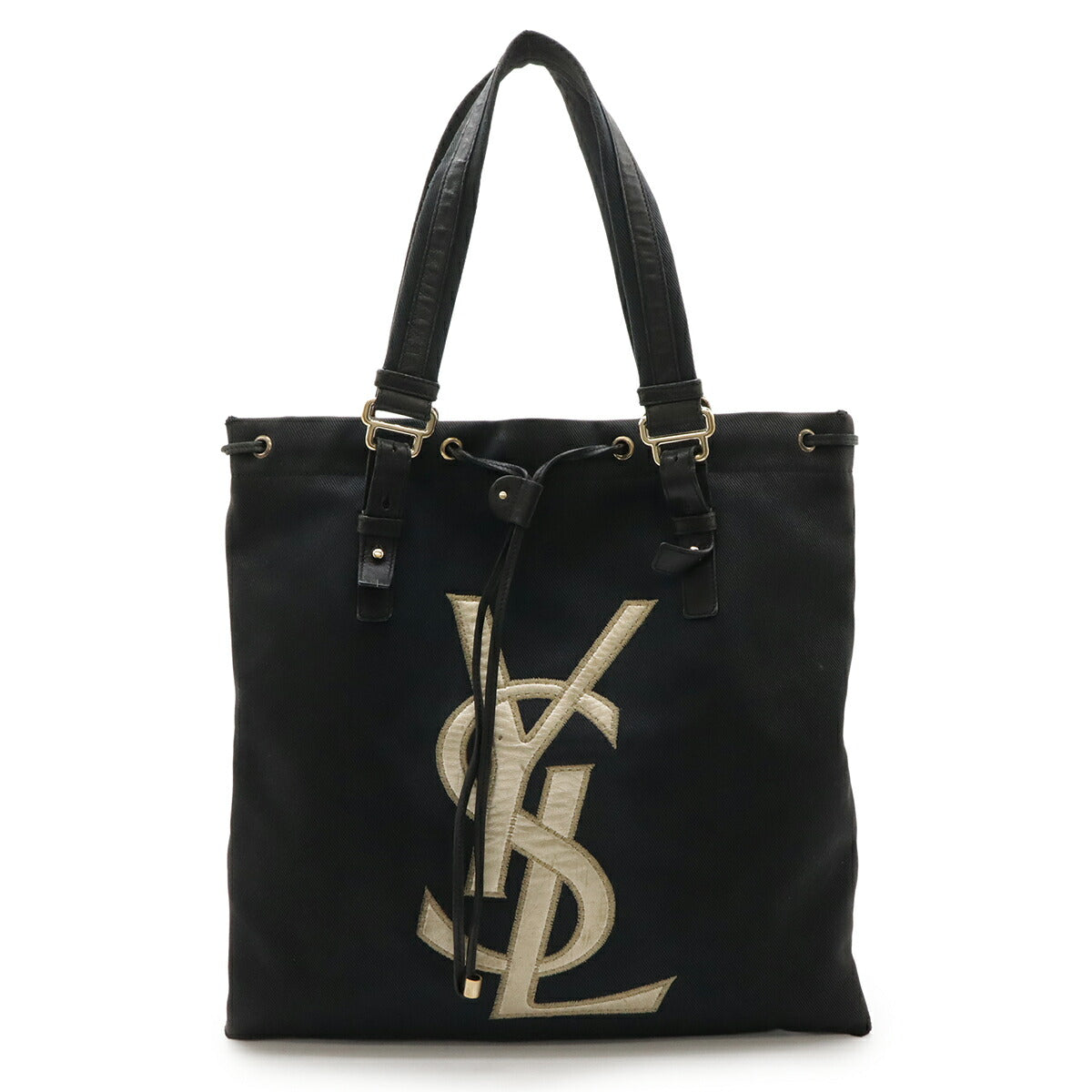 Yves Saint Laurent Kahala Rive Gauche Canvas Leather Tote Bag