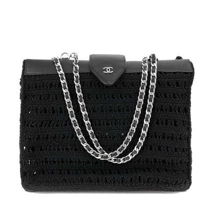 Chanel Black Crocheted Mini Tote with Silver Hardware