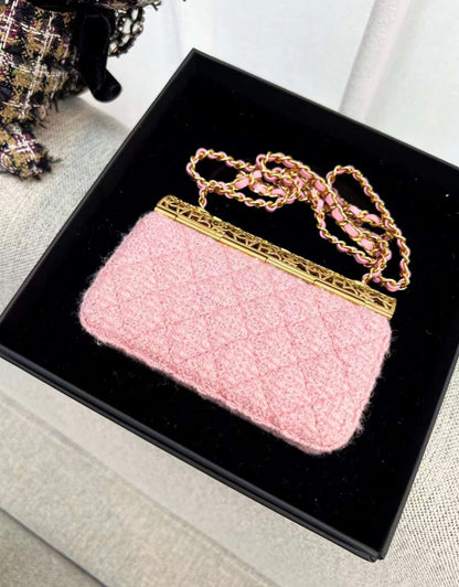 Chanel Tweed Gold Shoulder Bag
