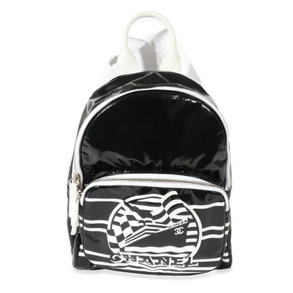 Chanel Black White Vinyl Small La Pausa Backpack