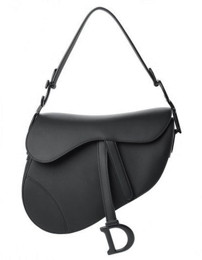 Christian Dior Black On Black Ultramatte Calfskin Leather Saddle Bag