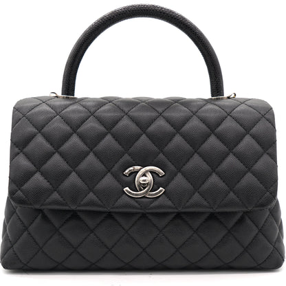 Chanel Black Caviar Leather Medium Coco Top Handle Bag