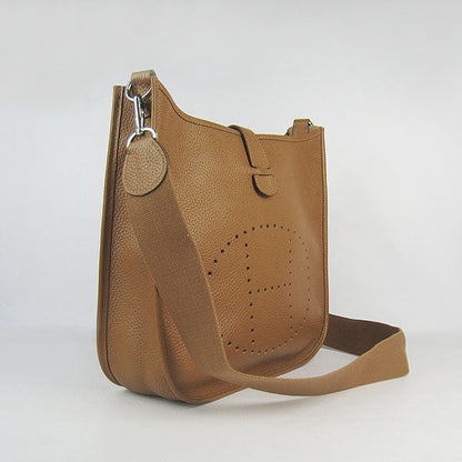 Luxury Hermes Evelyne I Handbag Light Coffee Silver