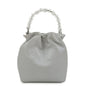 Christian Dior Maris Pearl Leather Hand Bag Silver Gray
