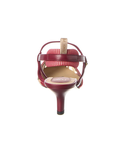 Fendi Ff Colibri Lite Medium Mesh & Leather Slingback Mule