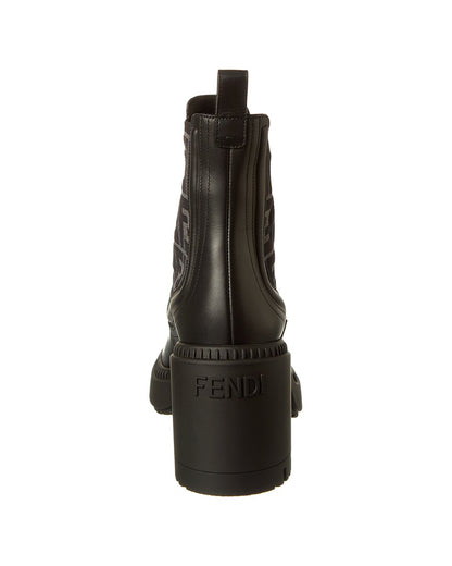 Fendi Ff Logo Domino Leather Boot, 38, Black