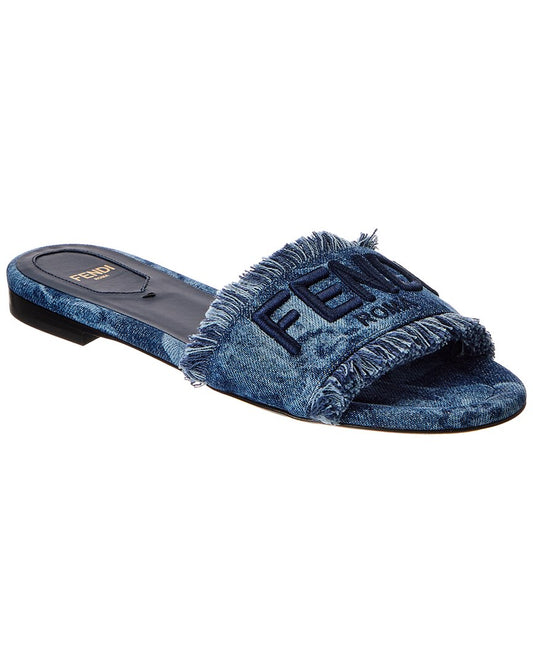 Fendi Sunshine Denim Sandal, 37, Blue