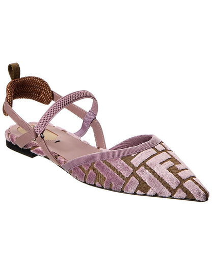 Fendi Colibri Lite Ff Jacquard Velvet Flat
