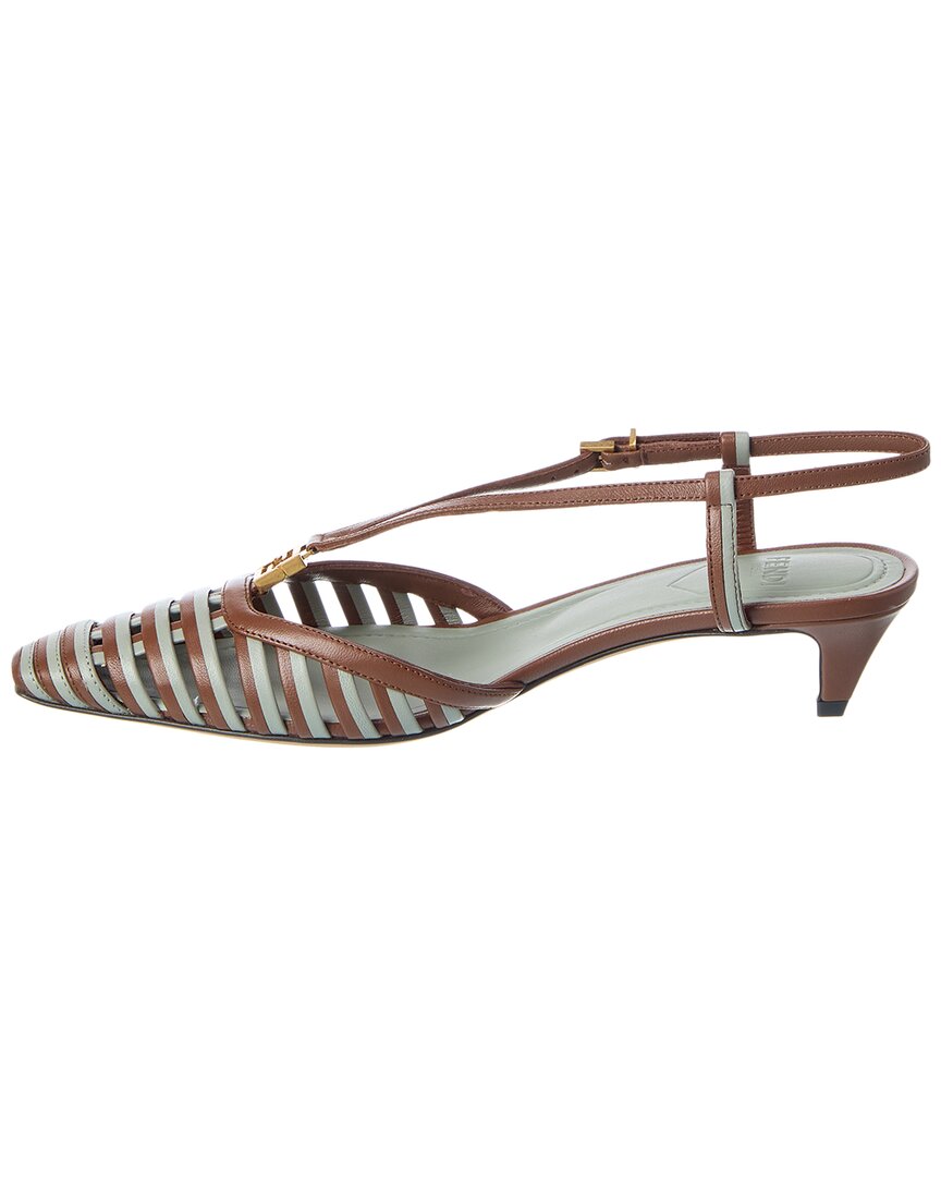 Fendi Ffold Leather Slingback Pump