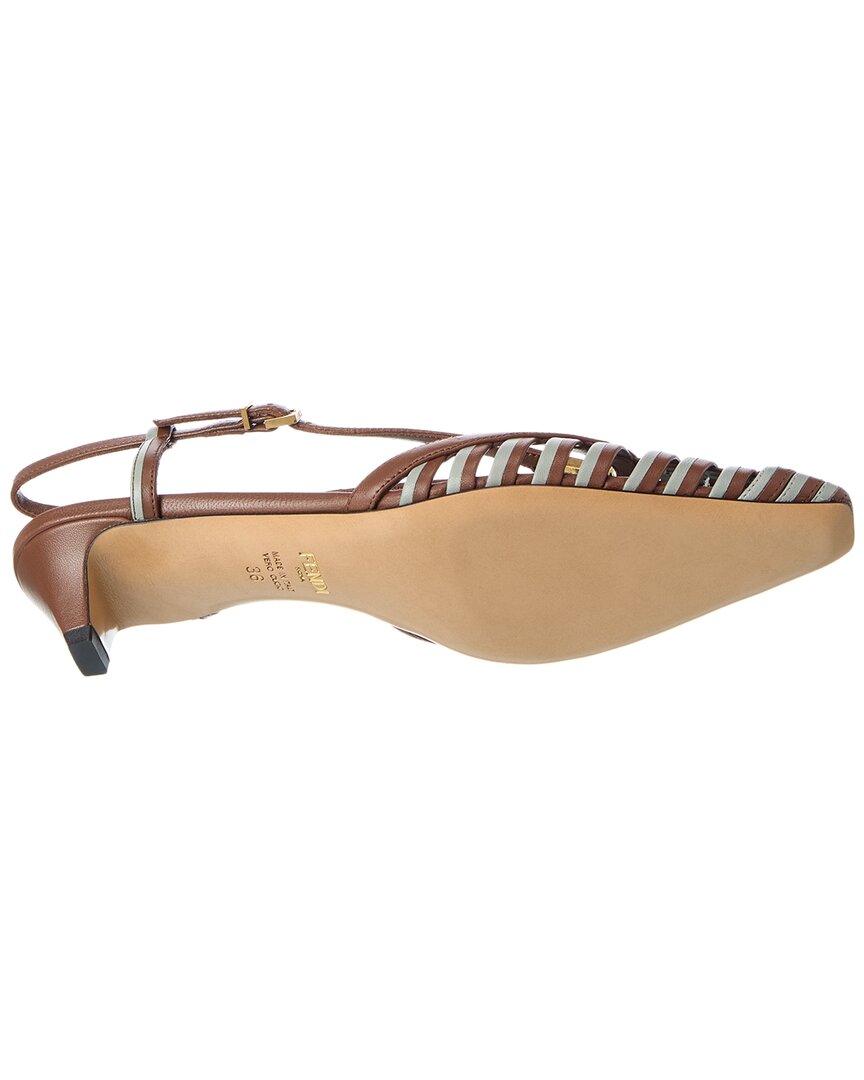 Fendi Ffold Leather Slingback Pump