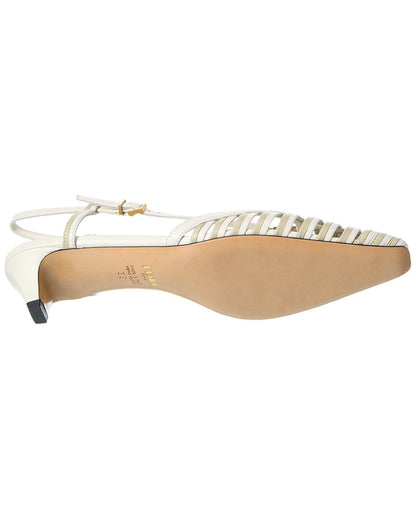 Fendi Ffold Leather Slingback Pump