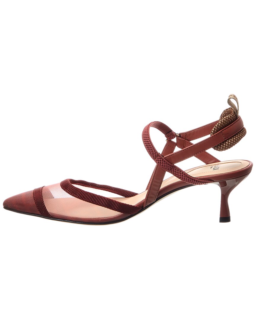 Fendi Colibri Lite Ff Mesh & Leather Slingback Pump