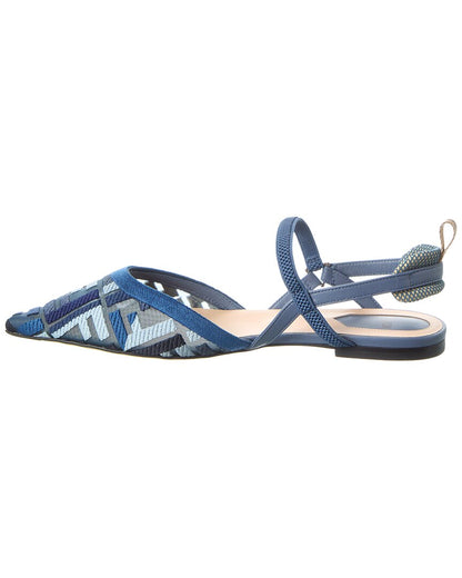 Fendi Colibri Lite Mesh & Leather Slingback Flat