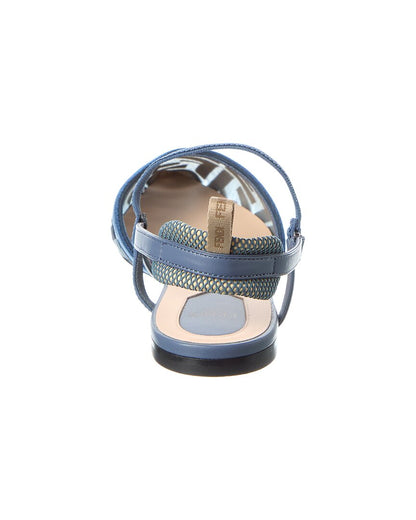 Fendi Colibri Lite Mesh & Leather Slingback Flat