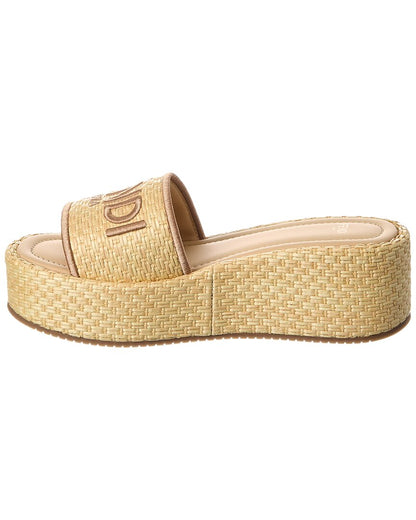 Fendi Sunshine Raffia Platform Sandal