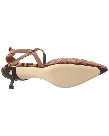 Fendi Colibri Lite Ff Jacquard Velvet Slingback Pump