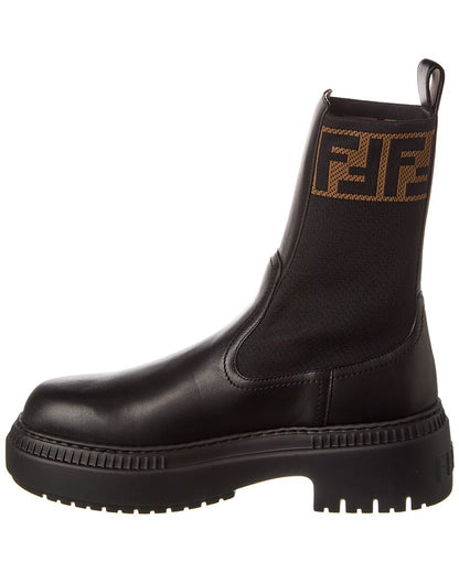 Fendi Domino Leather Biker Boot