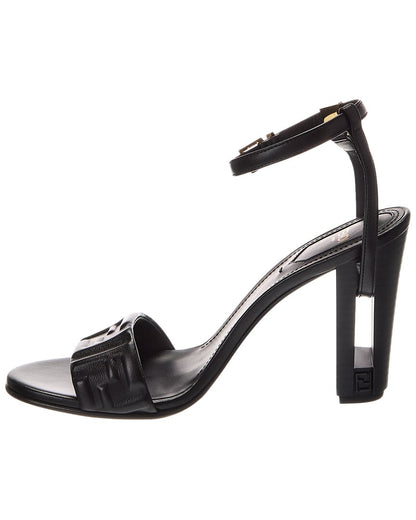 Fendi Delfina Leather Sandal, 39, Black