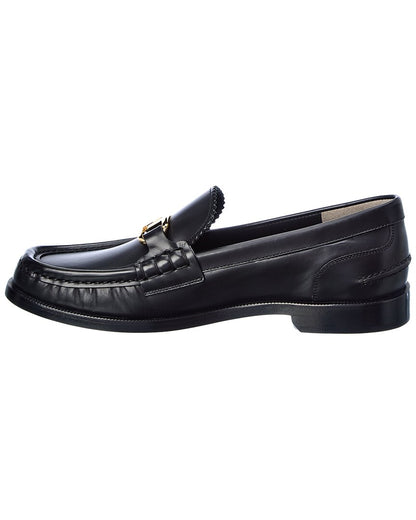 Fendi O'lock Leather Loafer, 36, Black