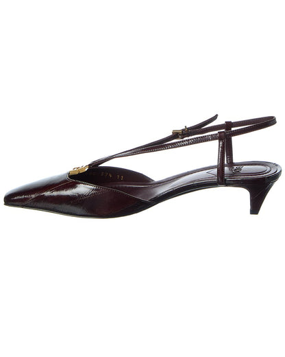 Fendi Ffold Leather Slingback Pump