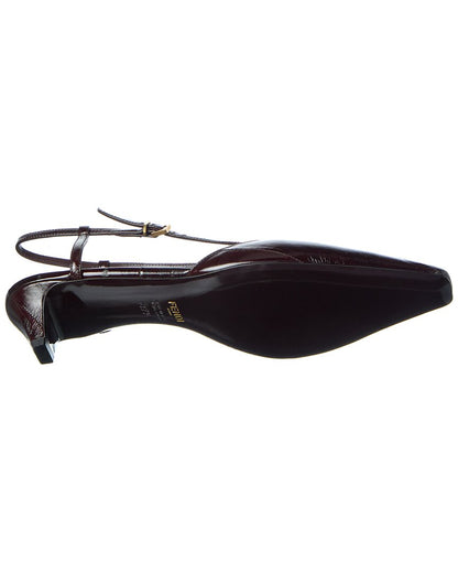 Fendi Ffold Leather Slingback Pump