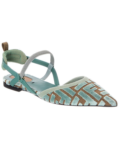 Fendi Colibri Lite Ff Jacquard Velvet Flat