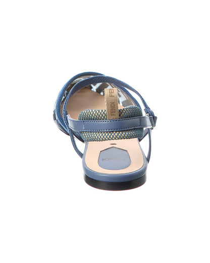 Fendi Colibri Lite Mesh & Leather Slingback Flat