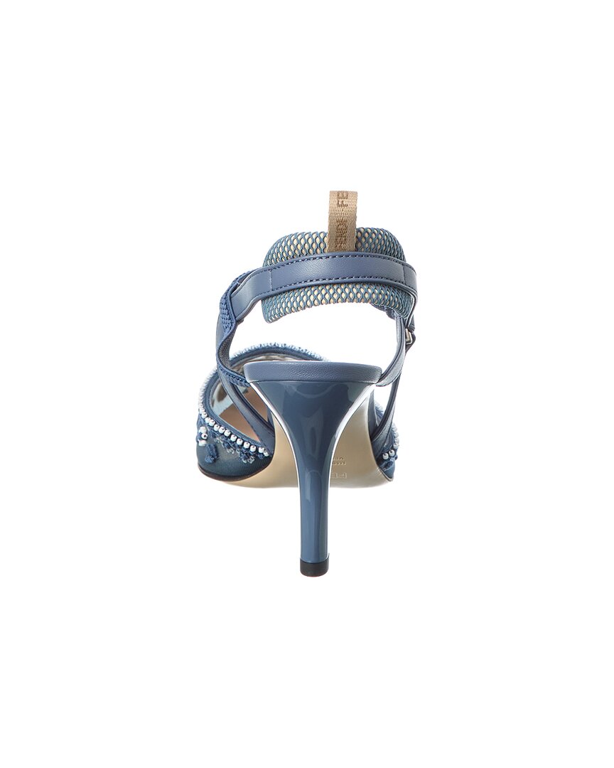 Fendi Colibri Lite Embroidered Mesh & Leather Slingback Pump