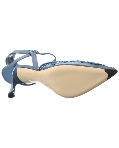 Fendi Colibri Lite Embroidered Mesh & Leather Slingback Pump