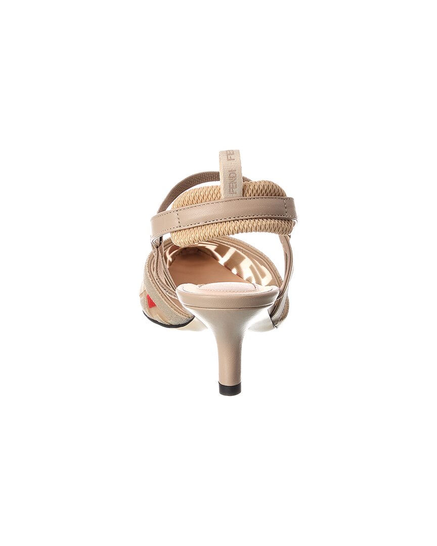 Fendi Ff Colibri Lite Medium Mesh & Leather Slingback Mule