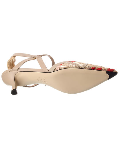 Fendi Ff Colibri Lite Medium Mesh & Leather Slingback Mule