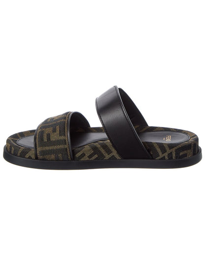 Fendi Feel Ff Jacquard & Leather Sandal