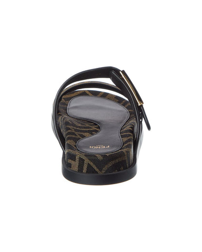 Fendi Feel Ff Jacquard & Leather Sandal