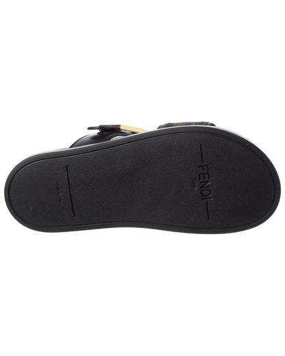 Fendi Feel Ff Jacquard & Leather Sandal