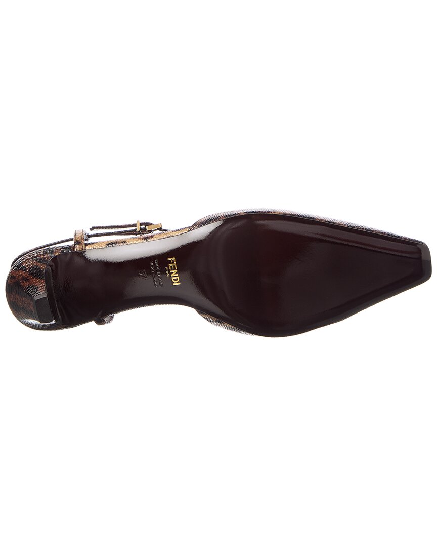 Fendi Ffold Snakeskin Slingback Pump