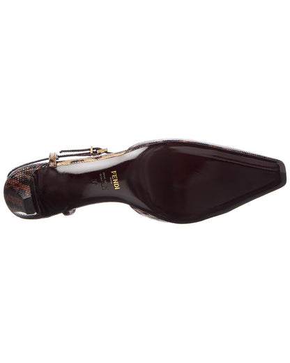 Fendi Ffold Snakeskin Slingback Pump