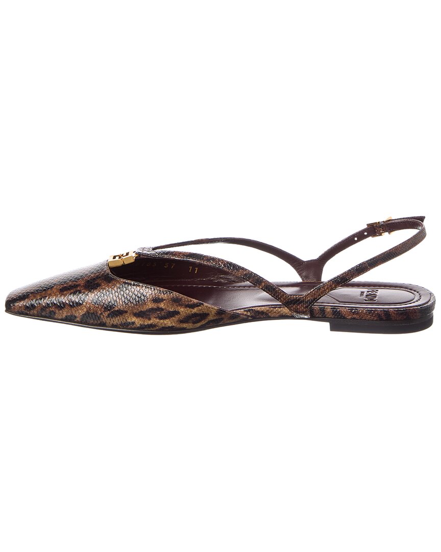 Fendi Ffold Snakeskin Slingback Flat