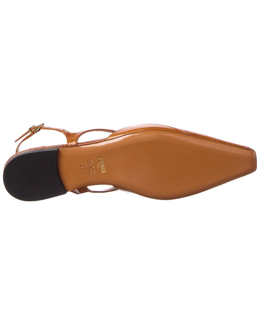 Fendi Ffold Leather Slingback Flat