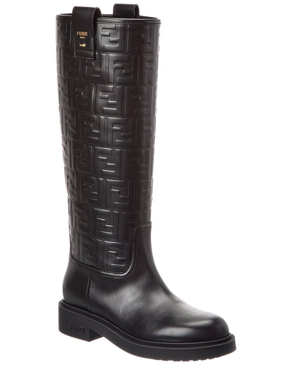 Fendi Filo Ff Leather Knee-High Boot