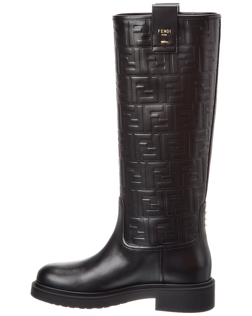 Fendi Filo Ff Leather Knee-High Boot