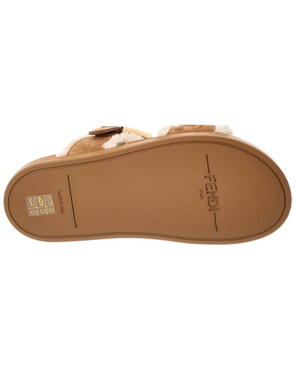 Fendi Feel Suede & Shearling Sandal