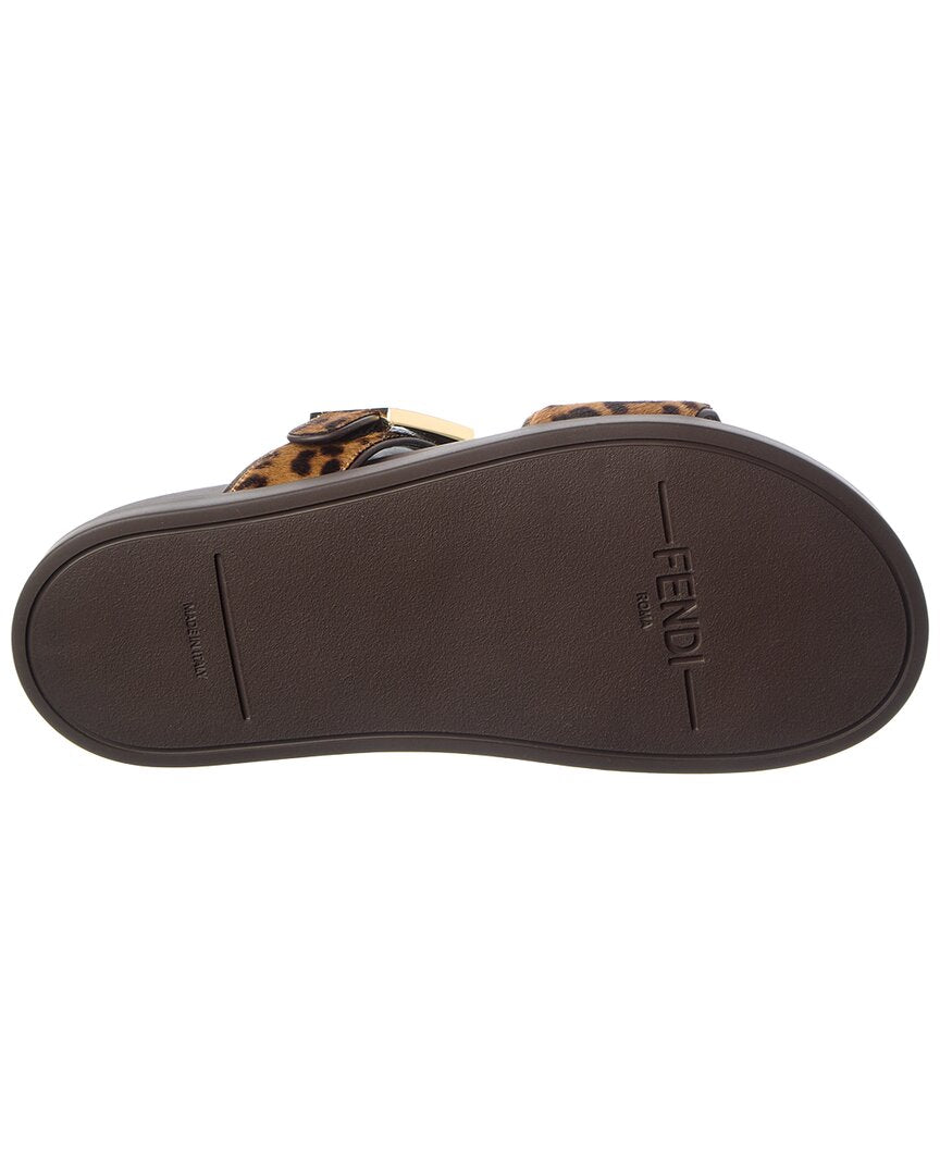 Fendi Feel Haircalf & Leather Sandal