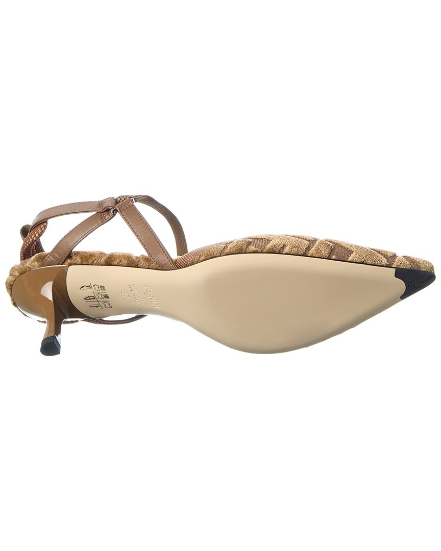 Fendi Colibri Lite Ff Jacquard Velvet Slingback Pump