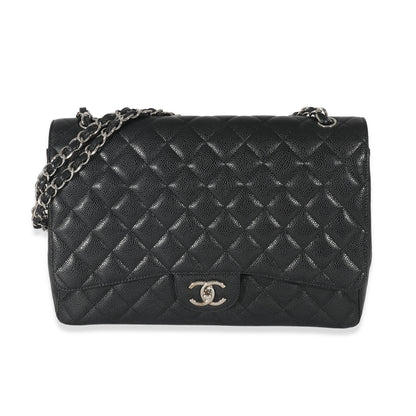 Chanel Black Quilted Caviar Maxi Double Flap Bag