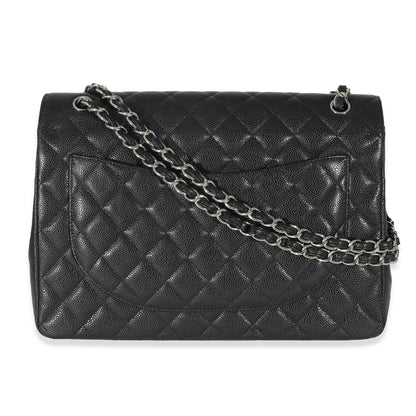 Chanel Black Quilted Caviar Maxi Double Flap Bag