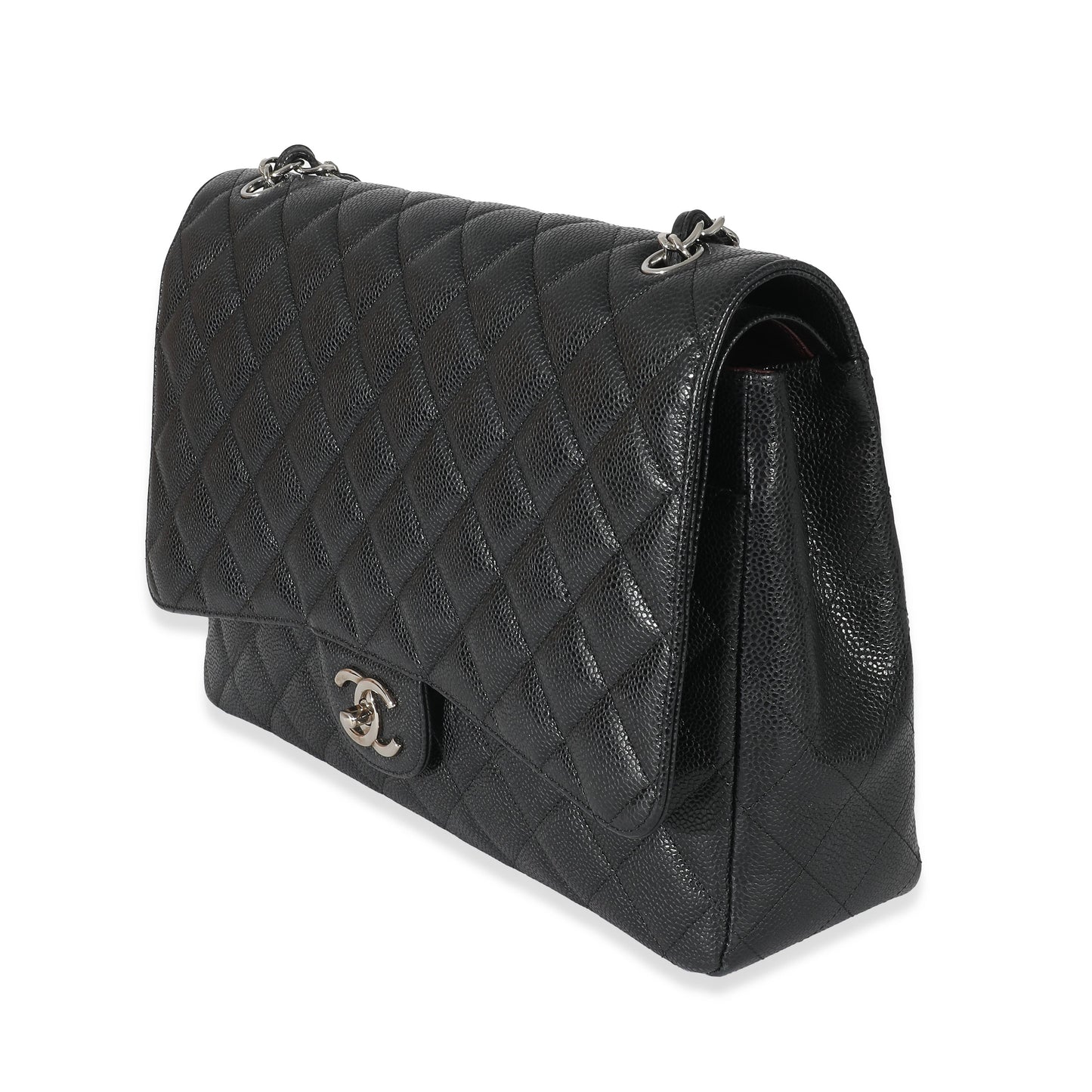 Chanel Black Quilted Caviar Maxi Double Flap Bag