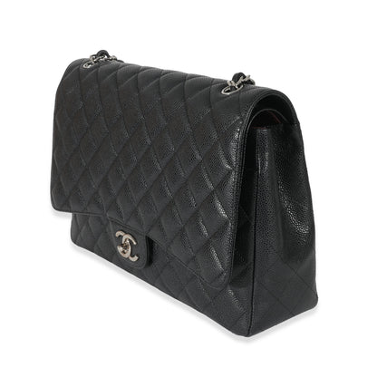 Chanel Black Quilted Caviar Maxi Double Flap Bag