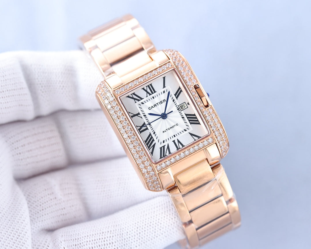 TANK ANGLAISE 30 PINK GOLD DIAMOND BEZEL